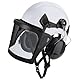 Forsthelm Helmet,Kettensägen-Sicherheitshelm,4-in-1 Kettensägen-Schutzhelm mit Gehörschutz Ohrenschützer und Gesichtsschutz Visier,Industrie Helm Schlagfeste Bequeme Belüftung Arbeitshelm -Weiß
