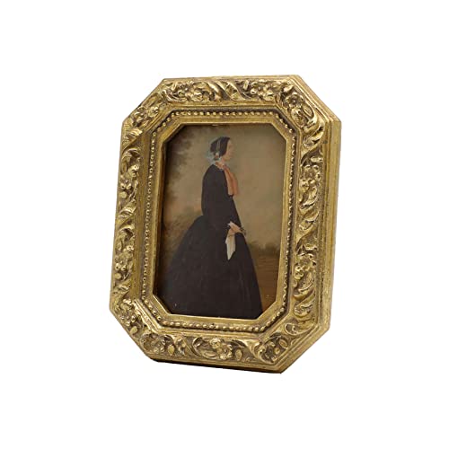 Yulink 2.5X3.5 Small Vintage Picture Frame, Mini Antique Ornate Gold Photo Frame, Tiny Retro Octagon Frame, For Tabletop And Wall Display, Old Fashioned Photo Gallery Art Decor #TOP5