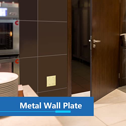 Image of LIDER Blank Metal Wall Plate, Stainless Steel Blank Outlet Cover, Corrosion Resistant, Mid-Size 2-Gang 4.88 inch x 4.92 inch, 201 Stainless Steel, LMWP-02M-HB, Hammered Brass