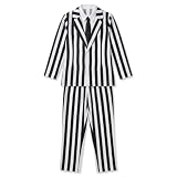 fun shack Black and White Striped Suit Mens Costume, Halloween Costumes for Adults, Halloween Costumes for men, M