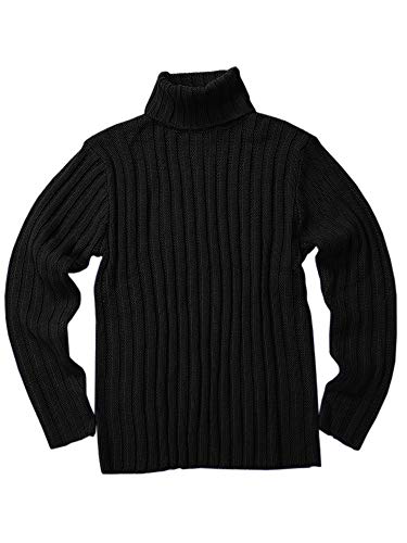 Mens Sweaters Turtleneck Cable Knitted Pullover Long Sleeve Slim Fit Chunky Casual Fall Winter Warm Cardigans Black #TOP1