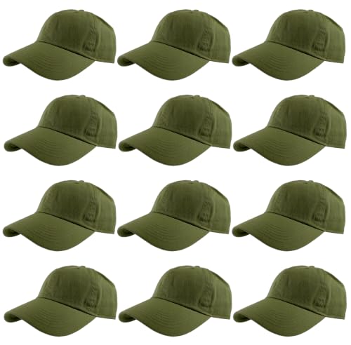 Image of Gelante Baseball Caps Hats 100% Cotton Plain Blank Adjustable Size Wholesale Bulk of 12 Pack