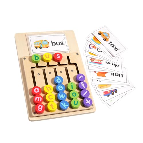 Holz Buchstaben Puzzle Set für Kleinkinder zur Entwicklung des Wortschatzes und der Hand Auge Koordination Pädagogische Holzpuppen