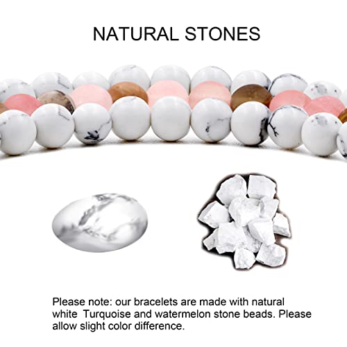 Image of Uloveido Natural Stone Mom Heart Charms Beaded Bracelets for Mum from Son or Daughter With Massage Card and Box | Mothers Day Jewelry Gifts