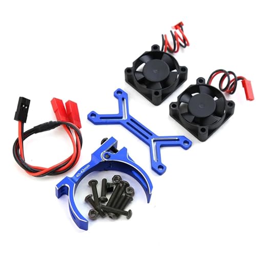 HLSONHENGM for 4068 4074 4082 Motor Heat Sink Dual Cooling Fan 40-42mm Motor for 1/7 1/8 RC Car for ARR-ma for Kraton for Senton for Trax-xas(Blue)