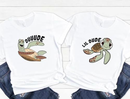 Father and Son Matching Shirts, Matching Turtles Father Son T-Shirts, Duuude Lil Dude Shirt, Daddy and Me Tee, Dad and Son Tee T-Shirt3