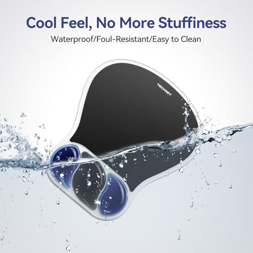 TECKNET Mouse Mat Wrist Support, Ergonomic Gel Mouse Mat, S-Shaped Water Proof Mouse Pad Wrist Rest, Non-Slip PU Base Computer Mouse Pad with Wrist Support for Home & Office Work, Black - Image 3