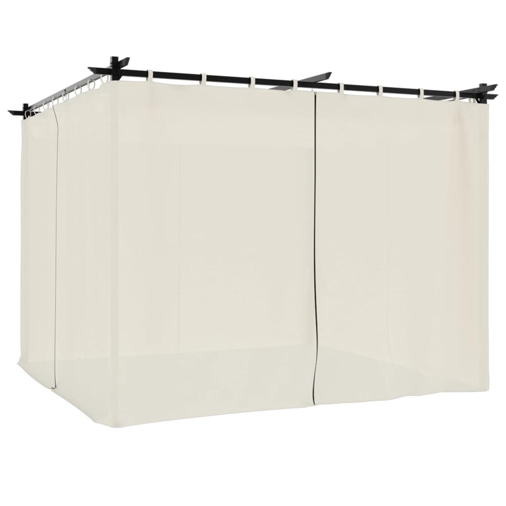 Gazebo da Giardino 3x3 m con Tende Crema in Acciaio | Pergolato da esterno per giardino e patio con tetto retrattile regolabile e tende laterali con cerniera.