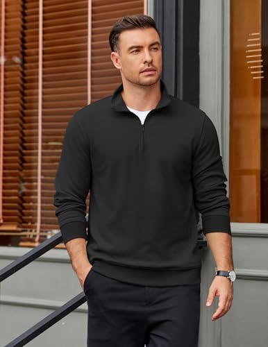 COOFANDY Men's Quarter Zip Pullover Mock Neck Lightweight Sweatshirt Long Sleeve Polo Shirt Business Casual Pullover Top4