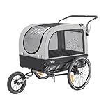 CXWXC Fahrradanhänger für Hunde 2 in 1 Fahrradanhänger & Jogger hundewagen mit Stoßdämpfer, Hundeanhänger Maximale Belastbarkeit 40KG/88LBS (Grau)