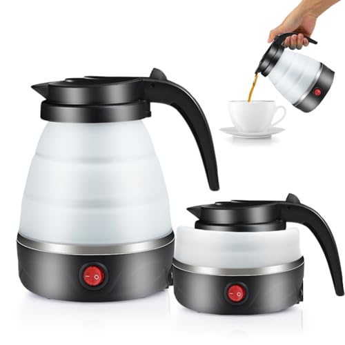 Bouilloire Pliable de Voyage, 600ml Bouilloire de Voyage Portable pour Le Camping, Le Voyage,...