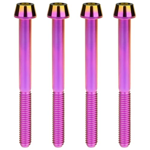 Image of Titanium Ti Bolt M5x9 16 18 20 25 30 35 40 45 50 55 60mm Tapered Head Screws Pack of 4 (M5x55mm, Purple Gold)