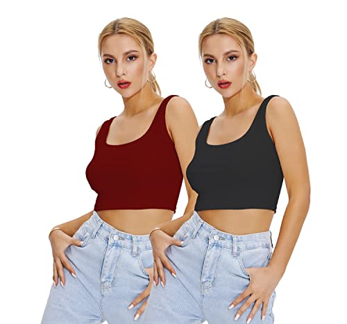 Image of Shasmi Women Crop Top, Ribbed, Stylish Tank Top, Soft and Comfy Fabric has Some Stretch
