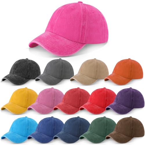 Image of Jecery 15 Pcs Vintage Baseball Cap American Flag USA Flag Distressed Baseball Hat Adjustable Unisex Sport Cap for Women Men