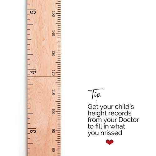 Wooden Ruler Growth Chart For Girls - Floral Height Chart Wall Decor Up To 6'6", Made In USA