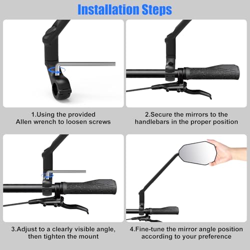 Diyife Bike Mirror, [Long Arm] 2 Pcs HD Wide Angle Large