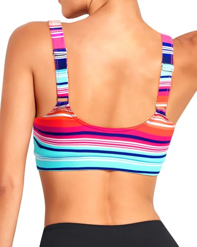 Image of Tempt Me Women Sports Bra Swim Crop Tops Only | Scoop neck, Bathing suits top, Removable cups, Adjustable straps