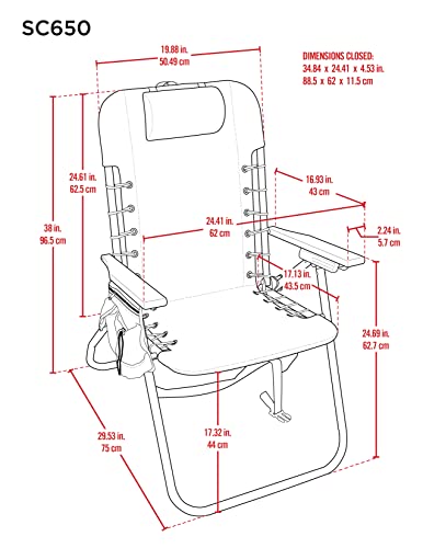 Rio Beach Hi-Boy 17" Suspension Folding Backpack Beach Chair - Aluminum, Pop Surf Stripes #TOP1