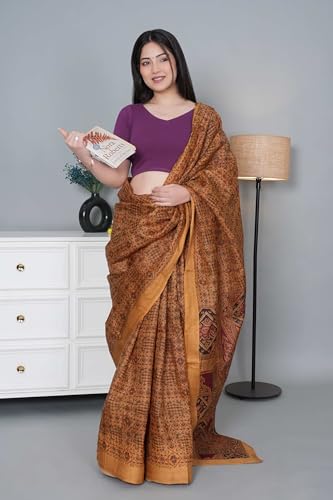 Image of Mlada V-Neck Stretchable Saree Blouse Top for Women | Slim Fit Short Sleeves Solid Cotton Blouses | Readymade Saree Blouses for Women Festive & Ethnic | Blouse Crop Top
