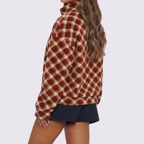 Womens Sherpa Sweatshirt Winter Warm Jackets Mock Neck Fuzzy Pullover Top - image 2