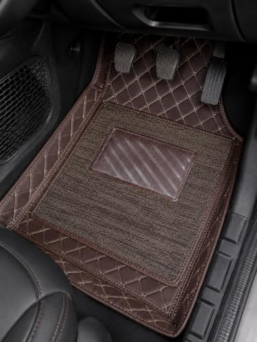 Image of CARNEST 7D Car Floor Mats Only Compatible with Datsun GO All Model, Set of 3 Pcs, 100% Waterproof & Washable Luxury 7D Car Foot Mats, Coffe