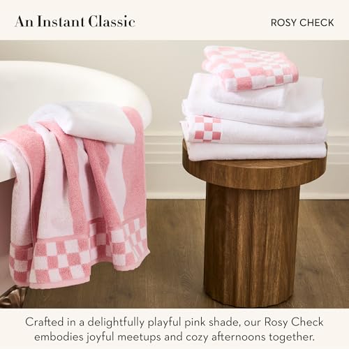 Image of MACKENZIE-CHILDS Cotton Hand Towel, Pink-and-White Rosy Check