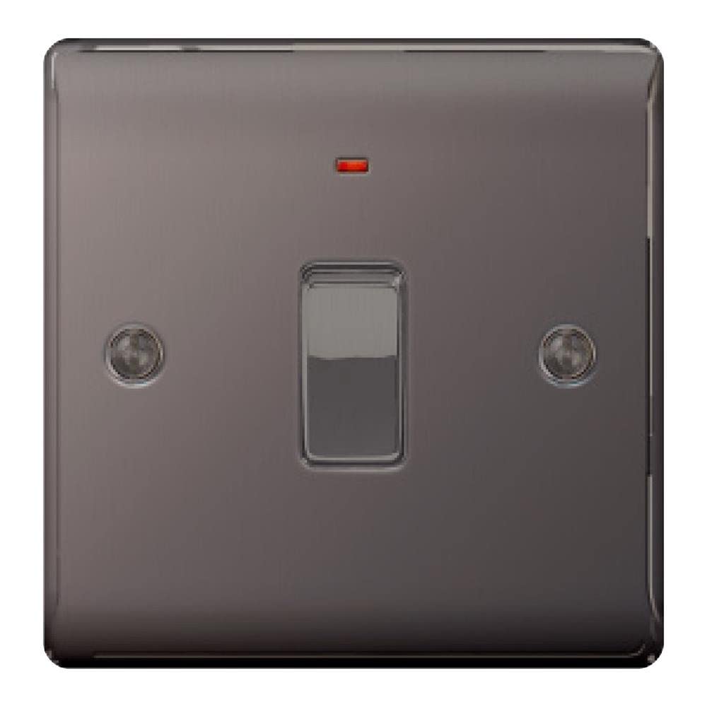 BG NBN31-01 BG Black Nickel 20A 1 Gang Double Pole Switch with Neon