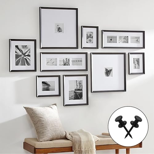 Image of FUZANWJ 50Pcs Double Headed Picture Hanging Nails | Thumb Tacks for Wall Hanging, Renter Friendly Decor, For Drywall or Wooden Wall, Home Office Photo Decorations