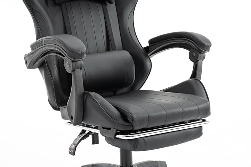 Millhouse Gaming Racing Desk Chair with Adjustable Lumbar Support, Footrest, and Head Pillow, X2022 (Black) - Image 5