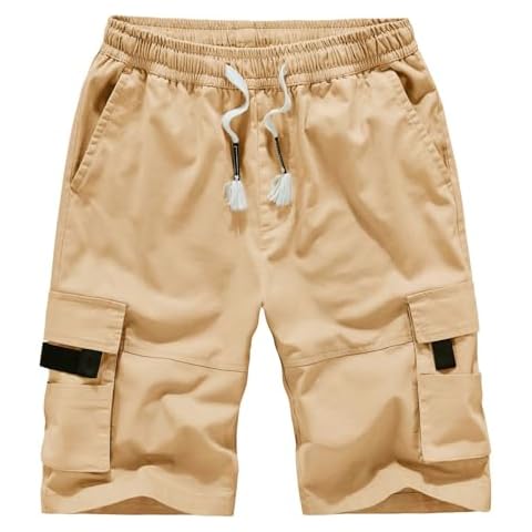 AOTORR Men’s Casual Cotton Short Drawstring Elastic Summer Jogger Loose Fit Athletic Workout Shorts Khaki XL Cover