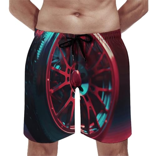 Men's Swim Trunks Quick Dry Board Shorts with Pockets Beach Shorts Close-Up of Wheel Bathing Suits for Men