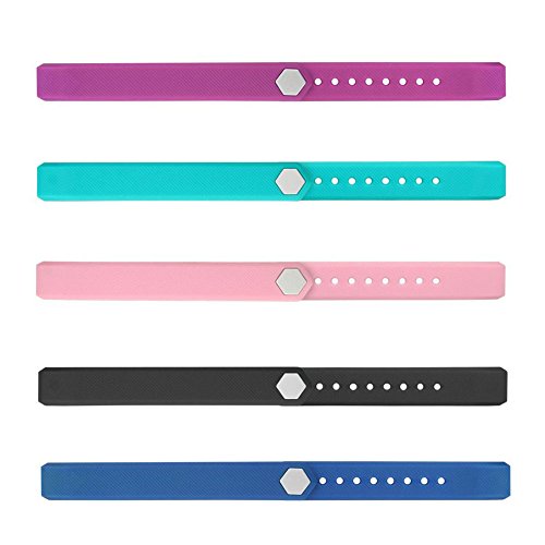 REDGO ID115 ID 115 115HR Replaceable Strap Length Adjustable for Smart Bracelet Fitness Tracker, Set of 5, Black/Purple/Teal/Pink/Blue