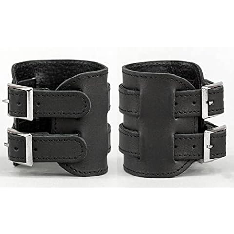 Yesbon 2Pcs Black PU Leather Arm Guards Wristband Retro Punk Wide Belt Bracelet Gothic Fastening Buckle Wristband for Men Women Gifts Cover