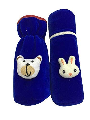 Combo of Velvet Bottle Covers for Feeding Bottles with Cute Animal Cartoon Popup, 240ml (Navy Blue)