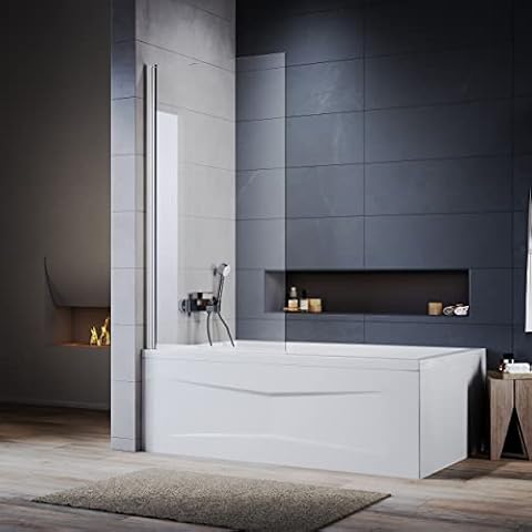ELEGANT 800mm Frameless Over Bath Shower Screen Cover