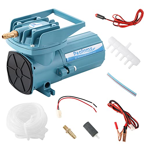 Poafamx DC 12V Pond Air Pump 18W Oxygen Aerator 6 Outlets 30L/Min Hydroponic Air Pump with Car Cable for Outdoor Fishing Aquarium Fish Tank Fountain
