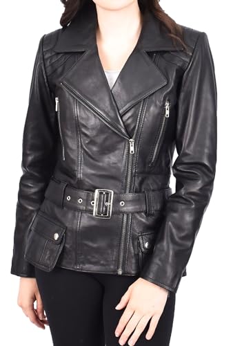 Veste en cuir pour femme Sandra idéale pour vos sorties citadines en noir