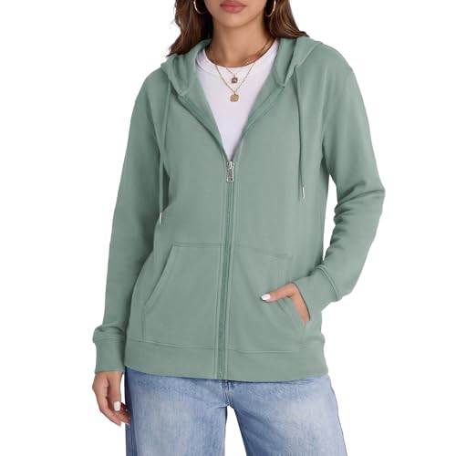 Image of Witsmile Zip Up Hoodie Women Oversized Sweatshirt Long Sleeve 2026 Fall Outfit Lightweight Jackets Workout Clothes