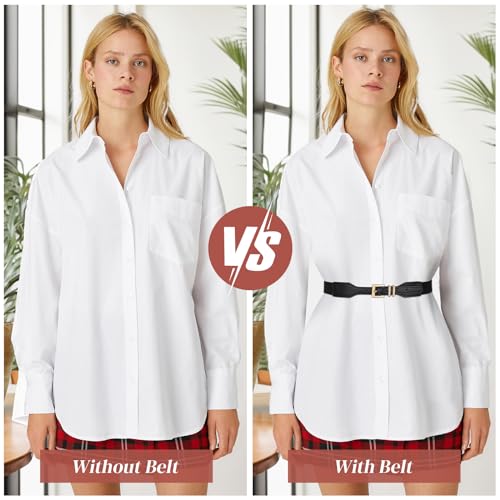 JASGOOD Women Skinny Elastic Waist Belt for Dresses Ladies Thin Stretchy Belts with Square Gold Buckle3