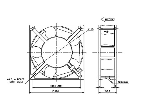10 szt. AC osiowy wentylator chłodzący 230 V 120 mm x 120 mm x 38 mm, obr./min 2600, wyprodukowano w Indiach