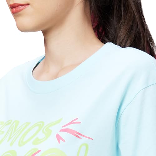 Image of Globus Women Pink Boxy Fit Typography Cotton T-Shirt-3639407001