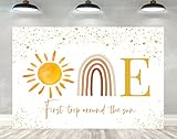 Ticuenicoa 5×3ft Boho Sun First Trip Around The Sun First Birthday Photography Backdrop Banner Muted Sunrise Wall Hanging Decor Sun Theme 1st Birthday Party Decoration Supplies for Boys Girls