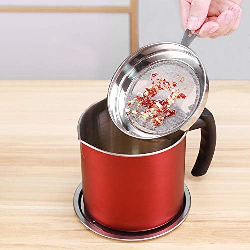 Miniatura 5 de Contenedor de grasa con filtro de malla fina olla tanque de almacenamiento de aceite de cocina (1.8 L plateado)