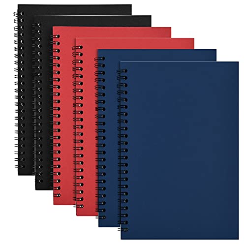 Coopay Notizbuch, Spiralbindung, mehrfarbig, weiche Einband, Reisetagebuch, Planer, liniert, Notizbuch für Schule, Büro, Geschäftsbedarf, A5, 21,1 x 14 cm (rot, blau, schwarz) Cover