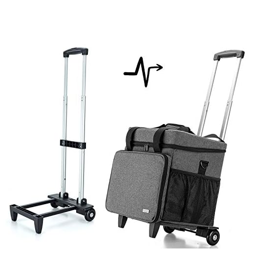 Luxja Bolsa para Remalladora con Trolley desmontable, Maleta para Overlock, Bolsa Trasporte para Maquina Overlock y Accesorios, Gris