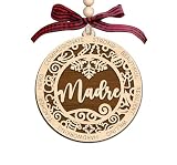 TTHDesigns Madre Wooden Ornament 2 Layer - Christmas Tree Hanging Decoration - Rustic Family Holiday Keepsake - Seasonal Festive Ornament for Home Celebration and Winter Decoration