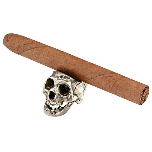 Skull Cigar Holder Stand, Skull Cigar Rings for Men, Smoking Accessories Cigar Tray Retro Skull Ring Cigar Accessories Home Desk Decoration (Silver) - Thumbnail 6