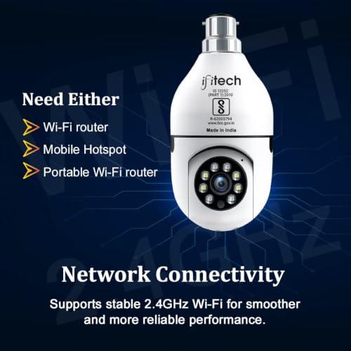 Image of IFITech FTY HD Smart Wi-Fi CCTV Home Security Camera | Indoor 360 Smart CCTV Camera | Bulb Camera | 256GB SD Card Support (Not Included) | Perfect for Home, Office Monitoring