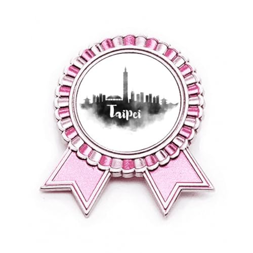 Broche rose Taipei en métal souvenir idéal de Taiwan Landmark taille M