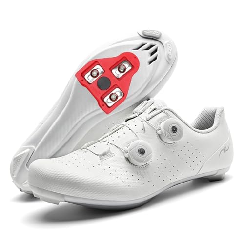 Zapatillas Ciclismo Hombre Mujer Zapatillas para Bicicleta de Carretera Y Montaña Compatibles con Peloton SPD/SPD-SL para Ciclismo Indoor con Calas Delta,Blanca,39 EU
